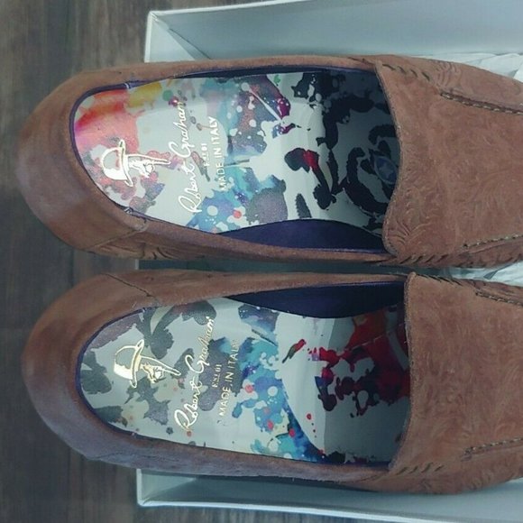 Robert Graham Seth Embossed Loafer Shoes Tan sz 8D Retail $298